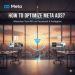 A marketing professional viewing performance data on a digital tablet with the Meta Ads logo and graphs, illustrating the detailed steps of how to optimize Meta Ads for conversion.