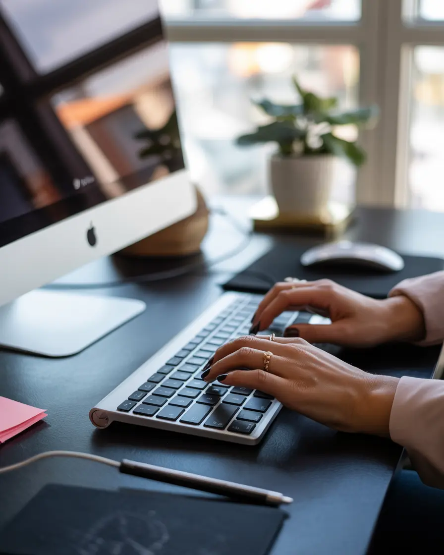 hands typing on a keyboard
