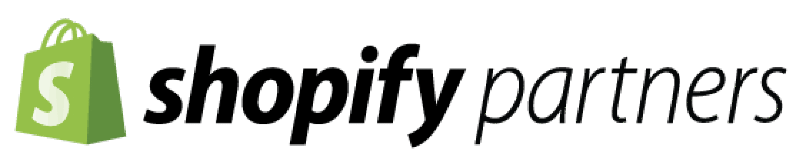 Shopify Partners logo, featuring the green shopping bag icon with a white 'S' next to the word 'partners' in black/dark gray text.